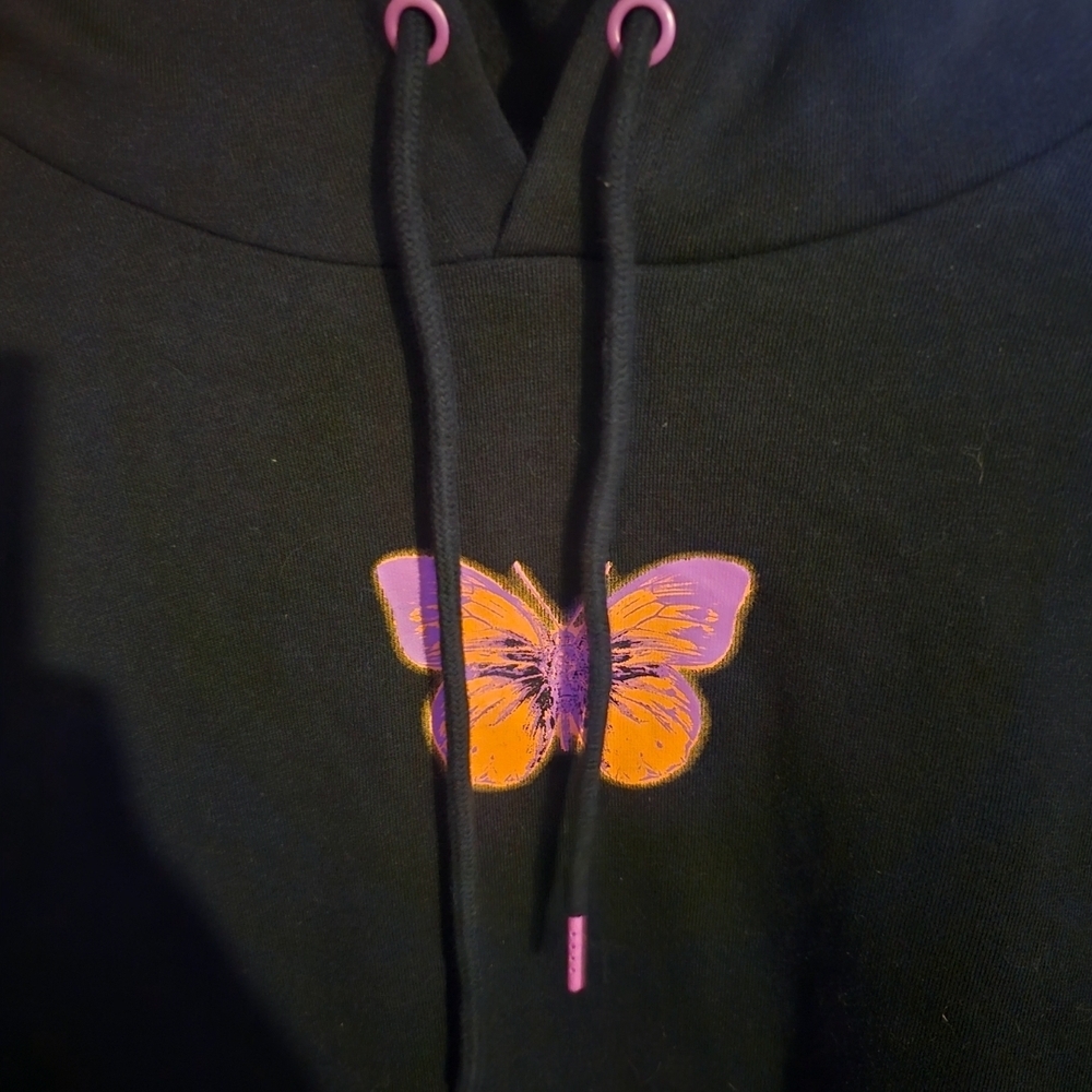 Black Hoodie with Pink Butterfly Design - Picture 2 of 6